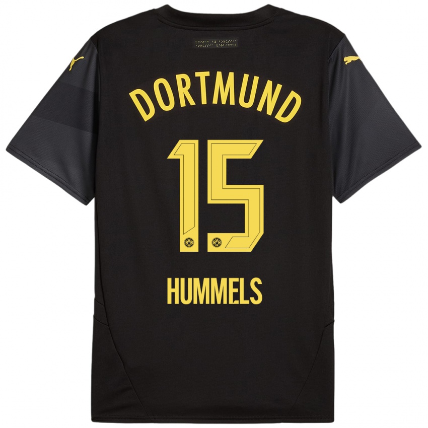 Heren Mats Hummels #15 Zwart Geel Uitshirt Uittenue 2024/25 T-Shirt