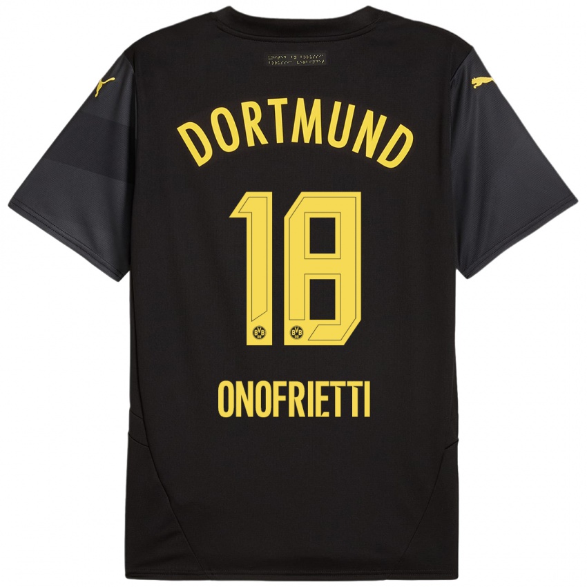 Heren Vincenzo Onofrietti #18 Zwart Geel Uitshirt Uittenue 2024/25 T-Shirt