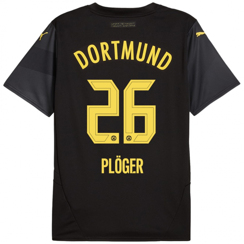 Heren Dustin Plöger #26 Zwart Geel Uitshirt Uittenue 2024/25 T-Shirt