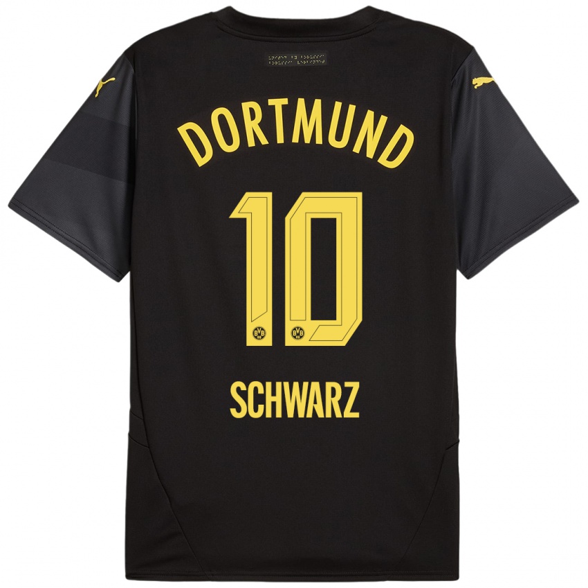 Heren Oskar Schwarz #10 Zwart Geel Uitshirt Uittenue 2024/25 T-Shirt