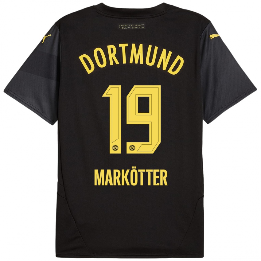 Heren Jonah Markötter #19 Zwart Geel Uitshirt Uittenue 2024/25 T-Shirt