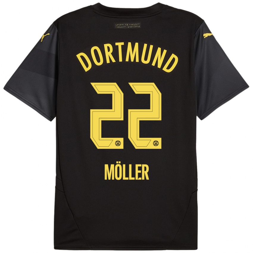 Heren Paul Möller #22 Zwart Geel Uitshirt Uittenue 2024/25 T-Shirt