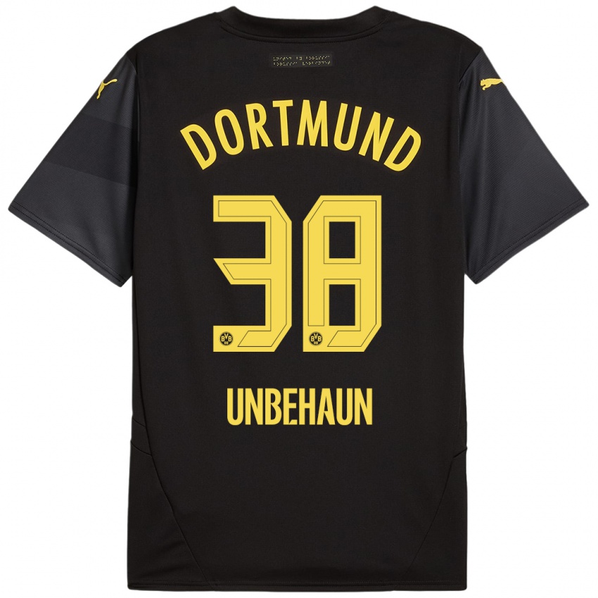 Heren Luca Unbehaun #38 Zwart Geel Uitshirt Uittenue 2024/25 T-Shirt