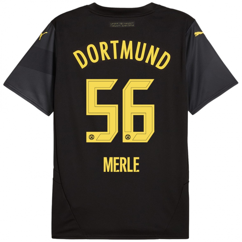 Heren Albers Merle #56 Zwart Geel Uitshirt Uittenue 2024/25 T-Shirt