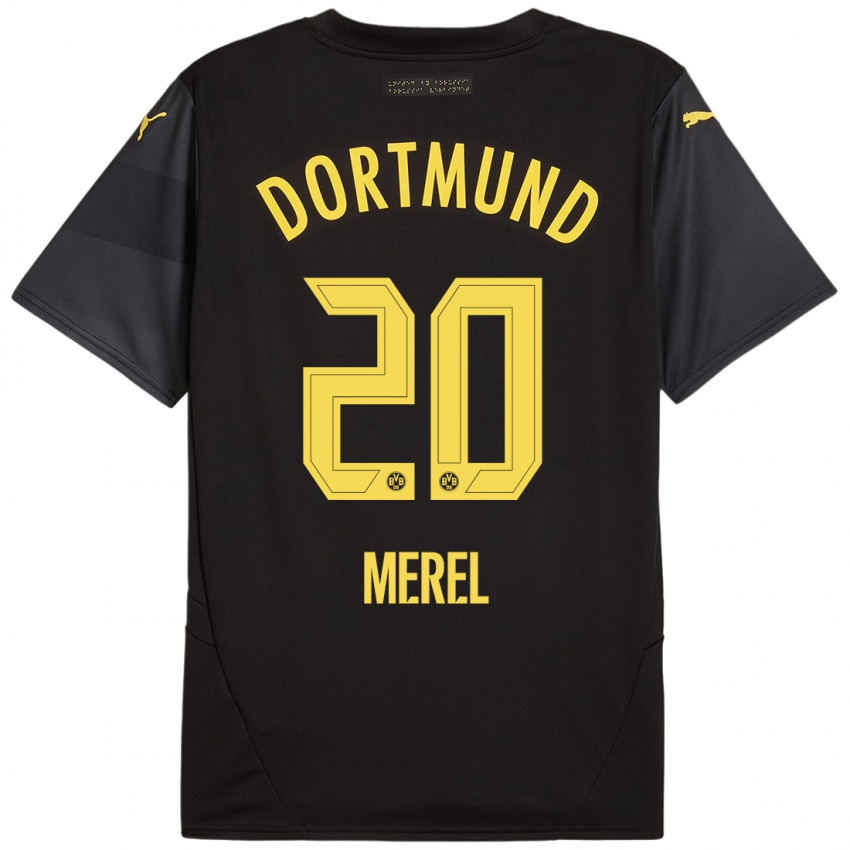 Heren Freriks Merel #20 Zwart Geel Uitshirt Uittenue 2024/25 T-Shirt