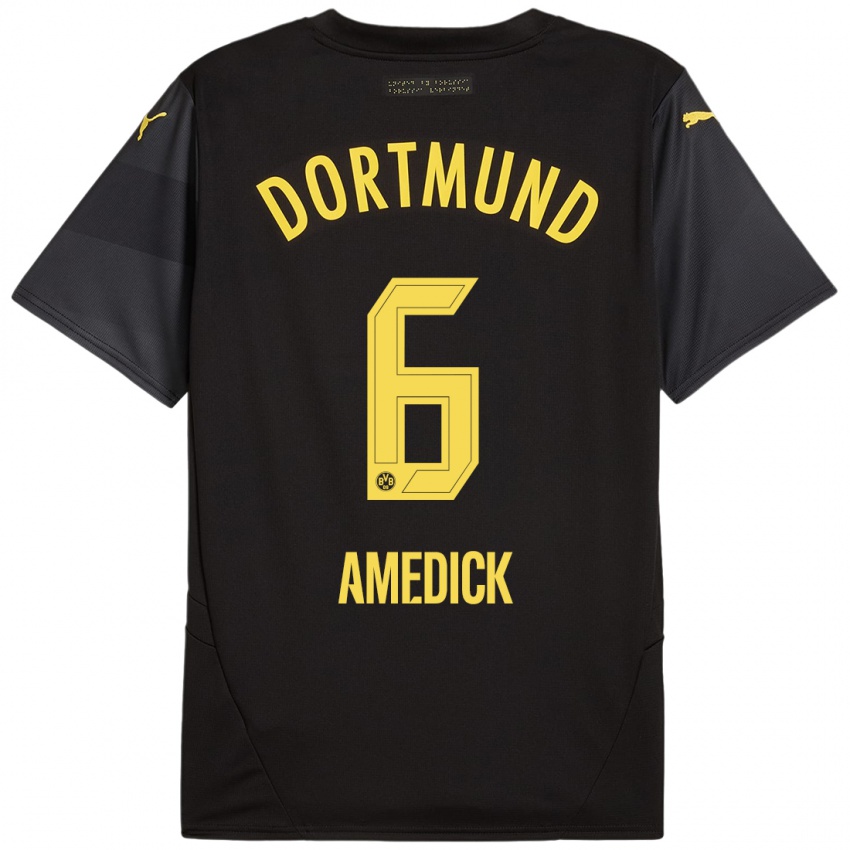 Heren Maik Amedick #6 Zwart Geel Uitshirt Uittenue 2024/25 T-Shirt