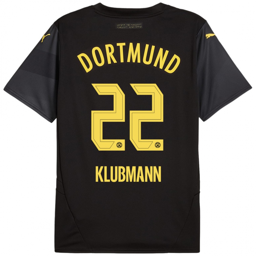 Heren Leon Klubmann #22 Zwart Geel Uitshirt Uittenue 2024/25 T-Shirt