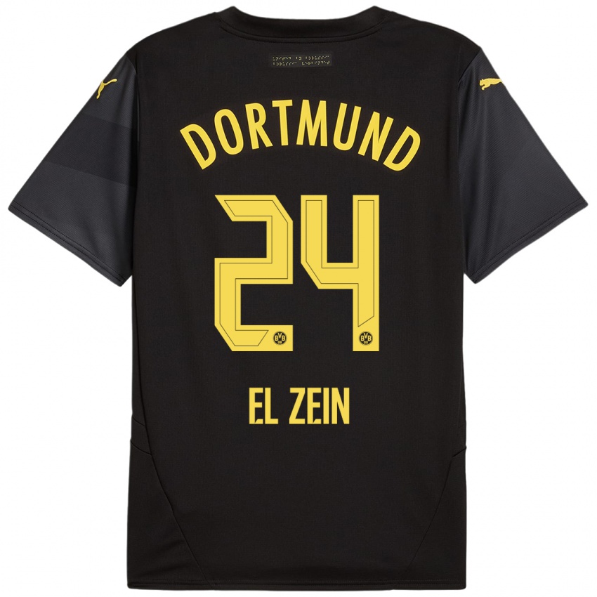 Heren Abu-Bekir Omer El-Zein #24 Zwart Geel Uitshirt Uittenue 2024/25 T-Shirt