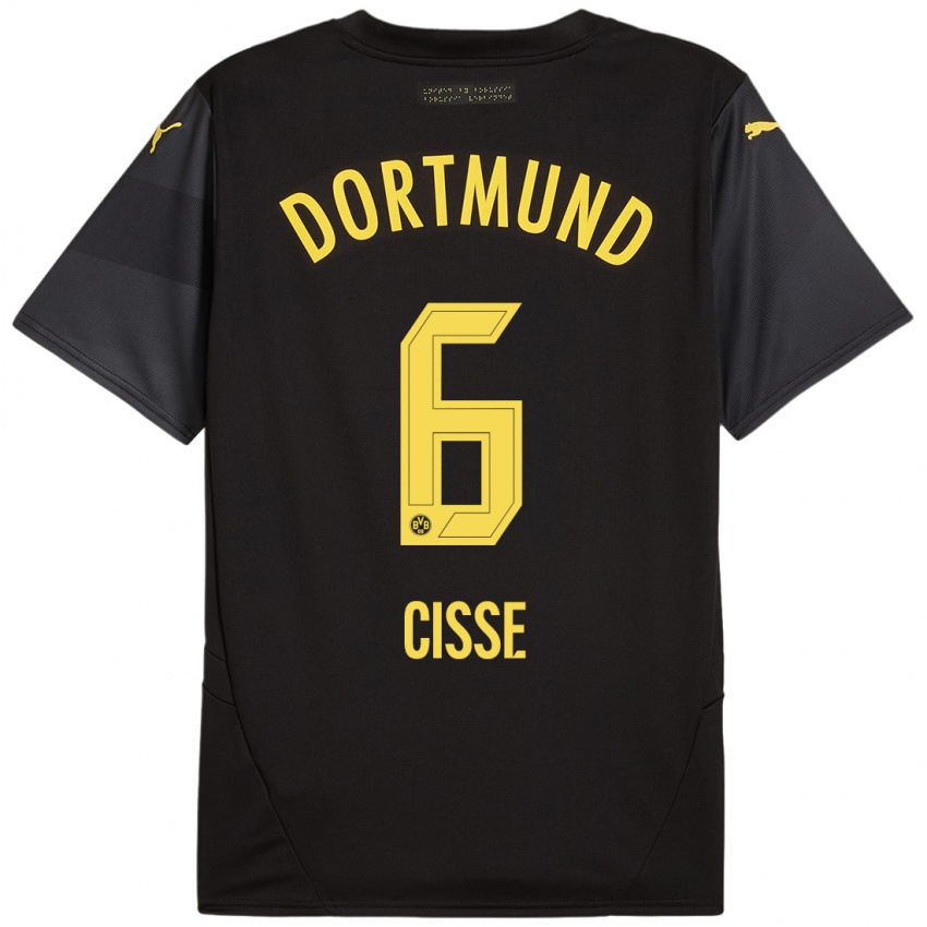 Heren Faroukou Cisse #6 Zwart Geel Uitshirt Uittenue 2024/25 T-Shirt