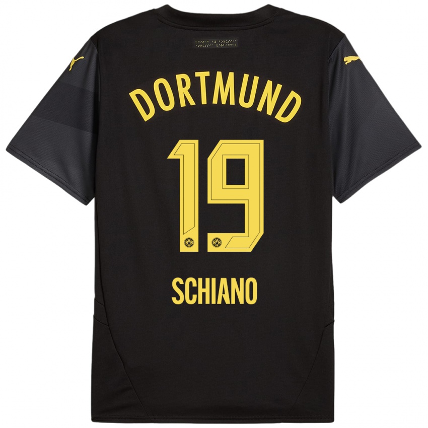 Heren Emilio Schiano #19 Zwart Geel Uitshirt Uittenue 2024/25 T-Shirt