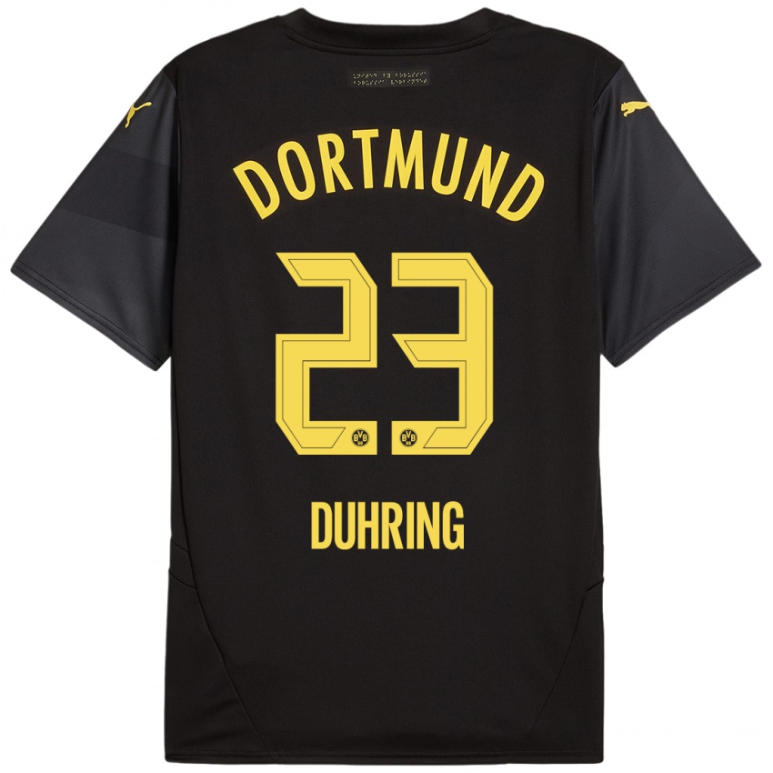 Heren Marc Niclas Duhring #23 Zwart Geel Uitshirt Uittenue 2024/25 T-Shirt