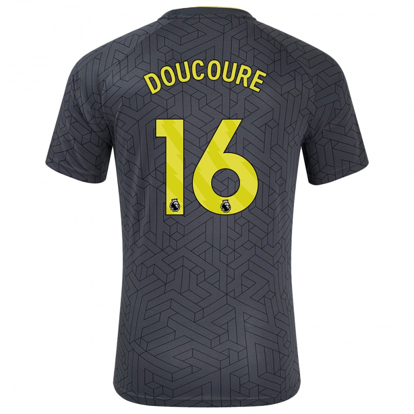 Heren Abdoulaye Doucoure #16 Zwart Geel Uitshirt Uittenue 2024/25 T-Shirt