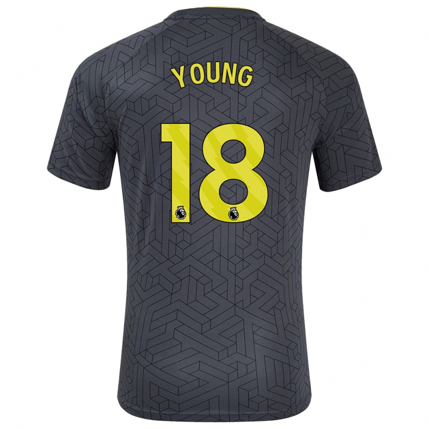 Heren Ashley Young #18 Zwart Geel Uitshirt Uittenue 2024/25 T-Shirt