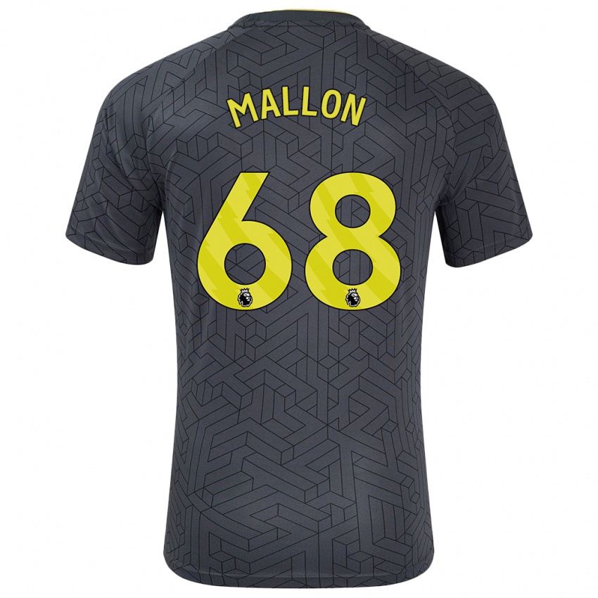 Heren Mathew Mallon #68 Zwart Geel Uitshirt Uittenue 2024/25 T-Shirt