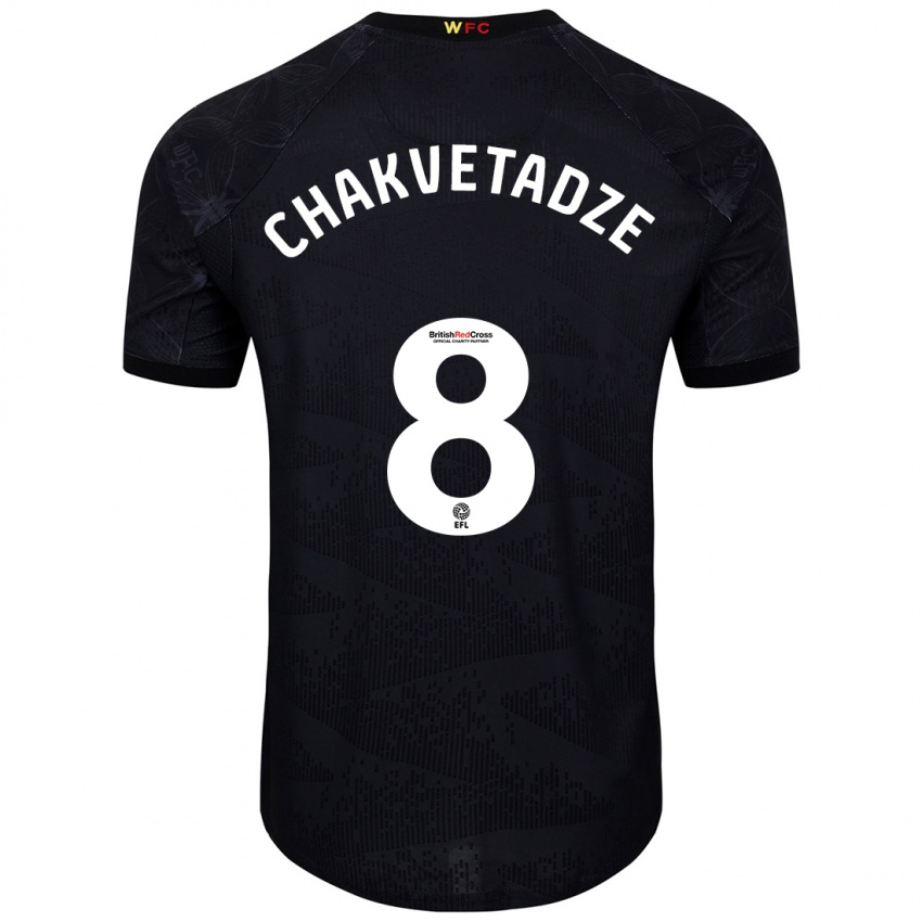 Heren Giorgi Chakvetadze #8 Zwart Wit Uitshirt Uittenue 2024/25 T-Shirt