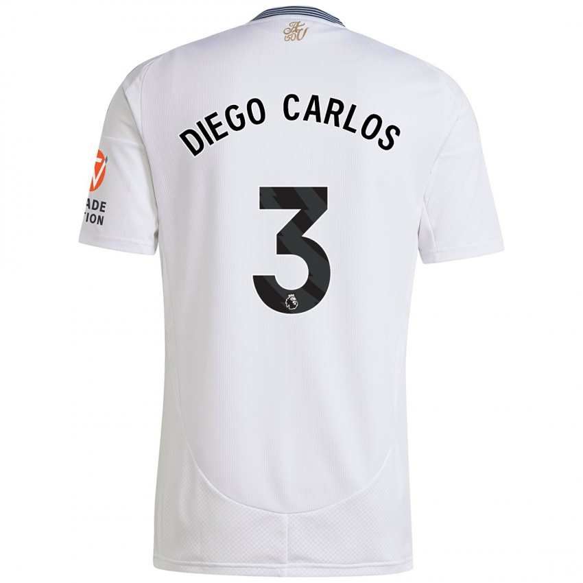 Heren Diego Carlos #3 Wit Uitshirt Uittenue 2024/25 T-Shirt