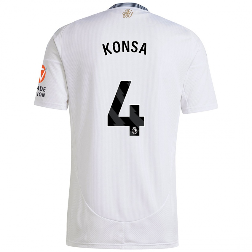 Heren Ezri Konsa #4 Wit Uitshirt Uittenue 2024/25 T-Shirt