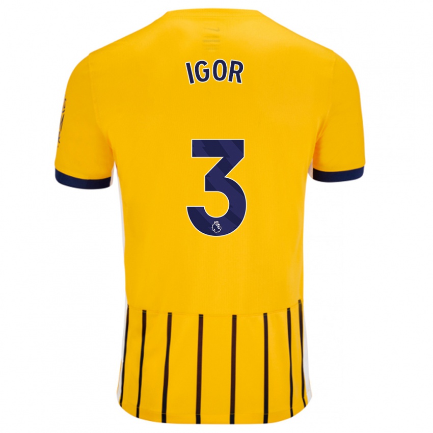 Heren Igor #3 Goud Blauw Krijtstrepen Uitshirt Uittenue 2024/25 T-Shirt