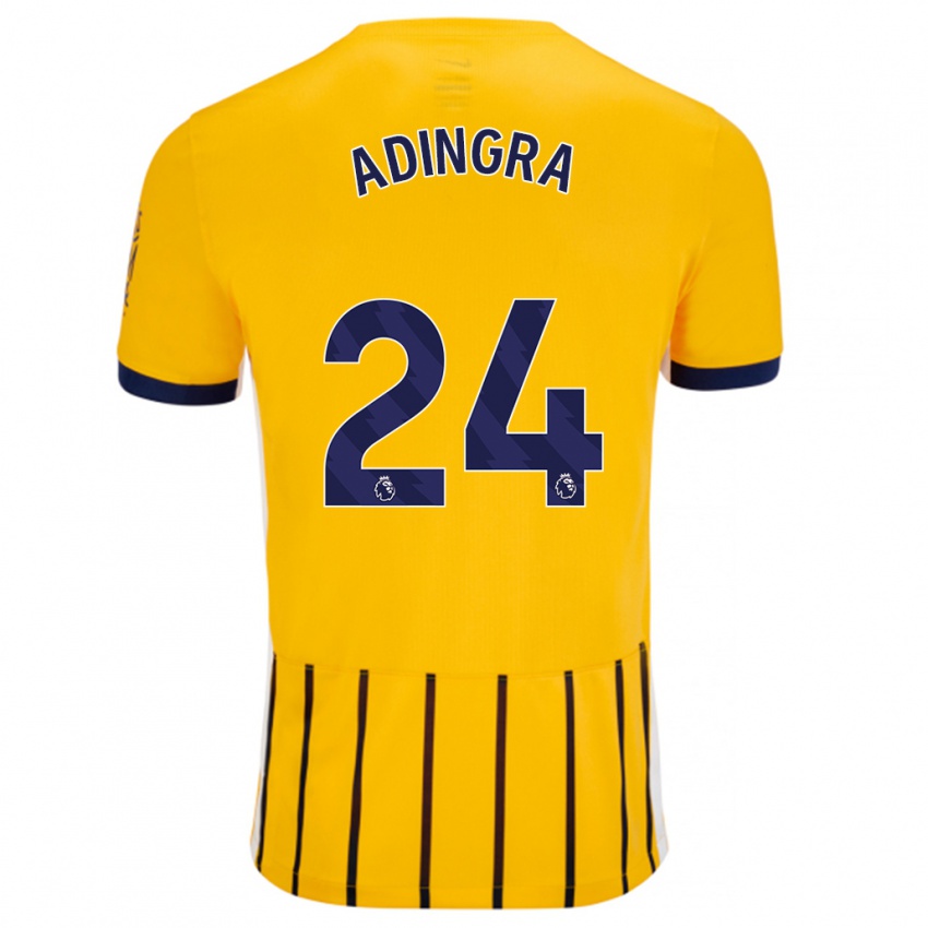 Heren Simon Adingra #24 Goud Blauw Krijtstrepen Uitshirt Uittenue 2024/25 T-Shirt