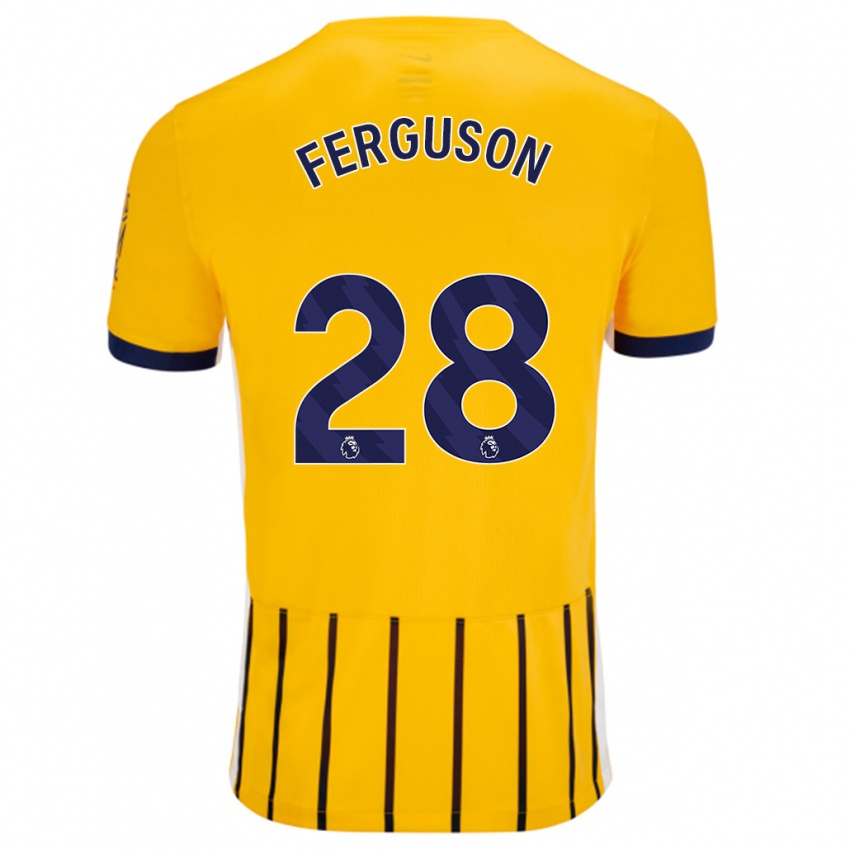 Heren Evan Ferguson #28 Goud Blauw Krijtstrepen Uitshirt Uittenue 2024/25 T-Shirt