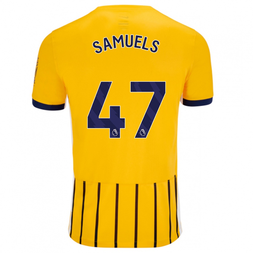 Heren Imari Samuels #47 Goud Blauw Krijtstrepen Uitshirt Uittenue 2024/25 T-Shirt