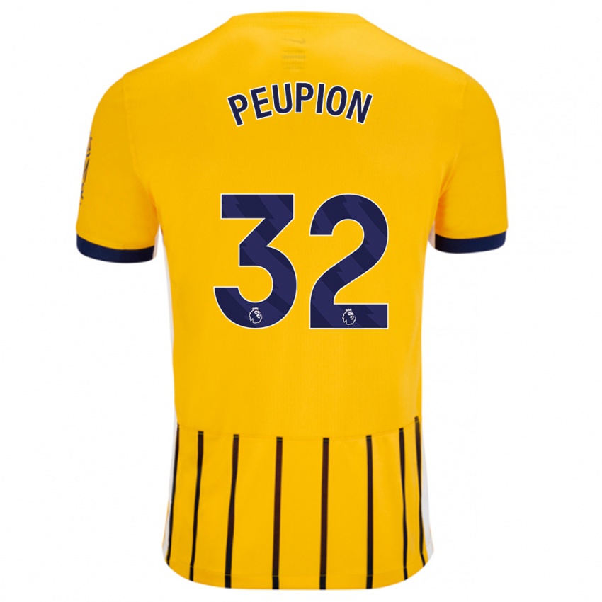 Heren Cameron Peupion #32 Goud Blauw Krijtstrepen Uitshirt Uittenue 2024/25 T-Shirt