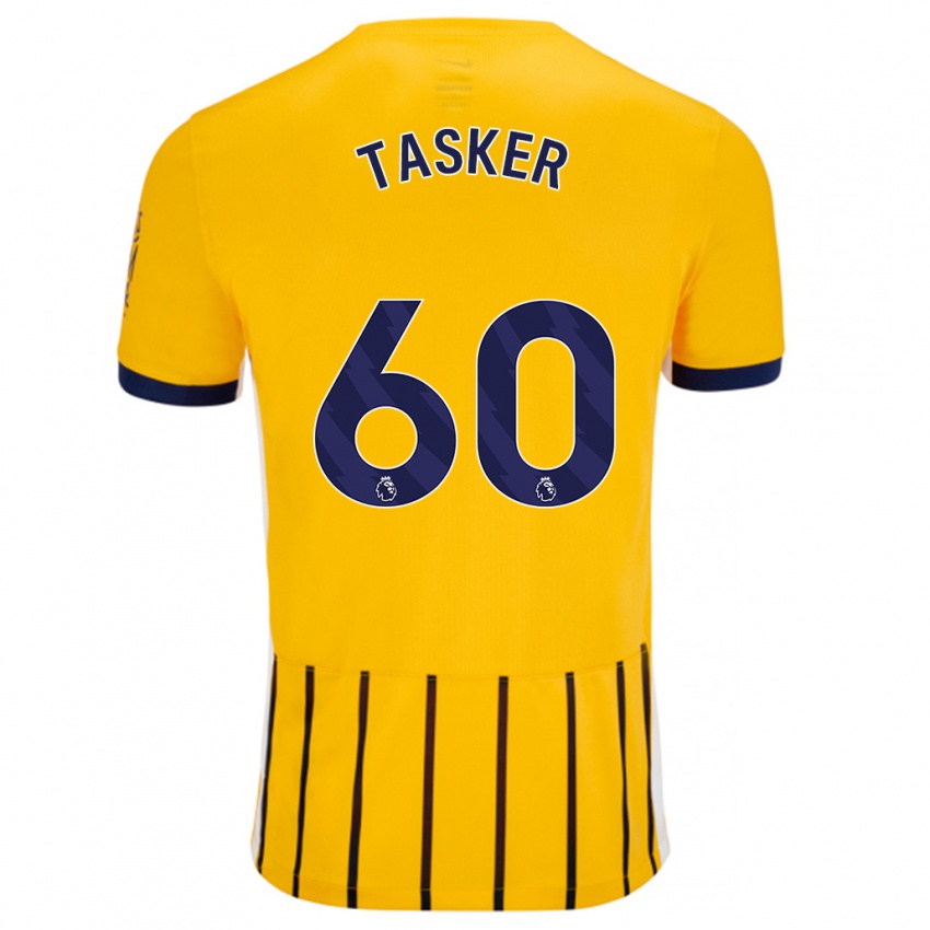 Heren Charlie Tasker #60 Goud Blauw Krijtstrepen Uitshirt Uittenue 2024/25 T-Shirt