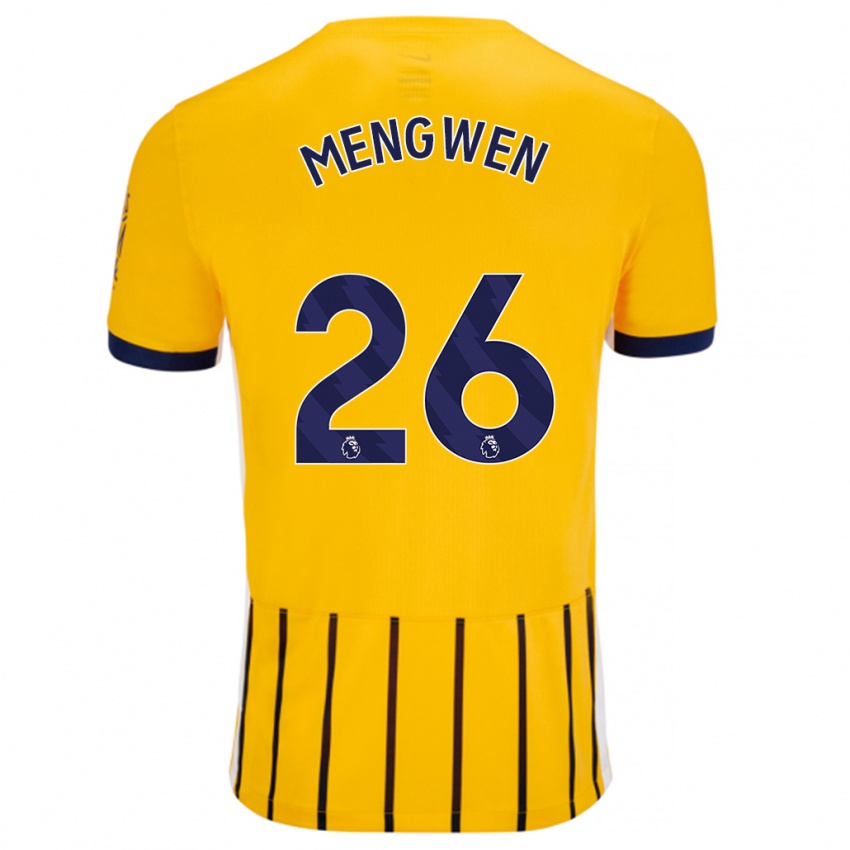 Heren Li Mengwen #26 Goud Blauw Krijtstrepen Uitshirt Uittenue 2024/25 T-Shirt