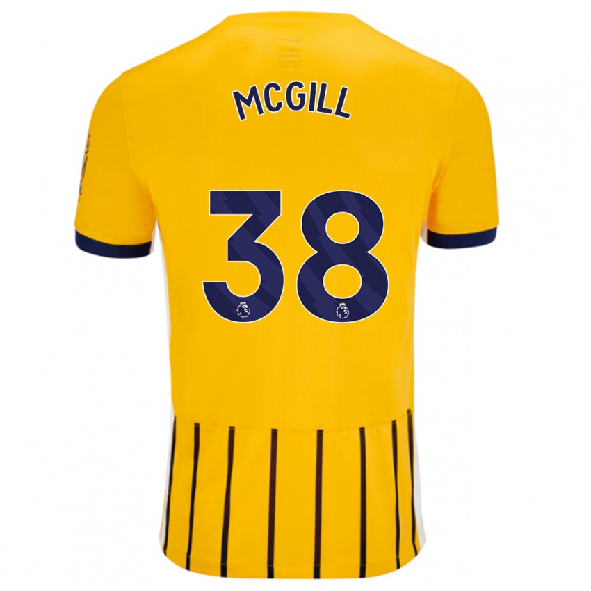 Heren Tom Mcgill #38 Goud Blauw Krijtstrepen Uitshirt Uittenue 2024/25 T-Shirt