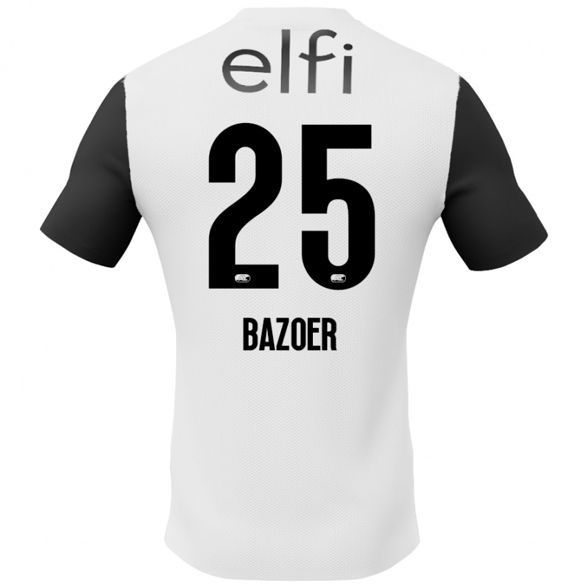 Heren Riechedly Bazoer #25 Wit Zwart Uitshirt Uittenue 2024/25 T-Shirt