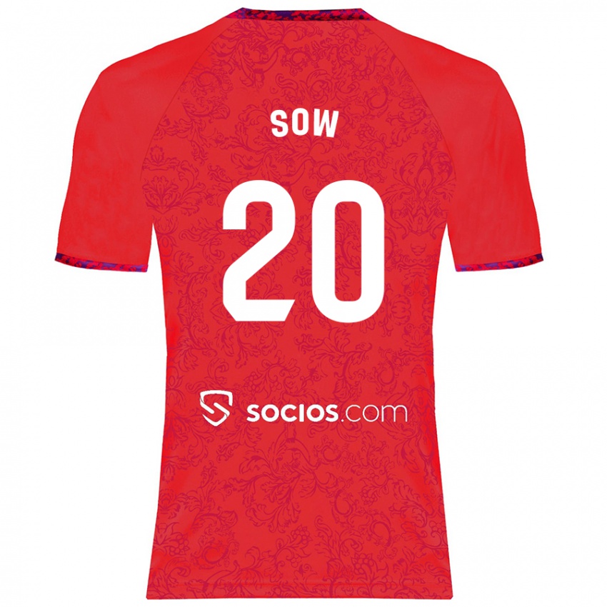 Heren Djibril Sow #20 Rood Uitshirt Uittenue 2024/25 T-Shirt