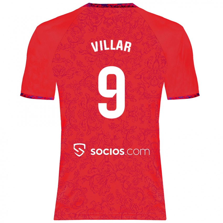 Heren Iker Villar #9 Rood Uitshirt Uittenue 2024/25 T-Shirt