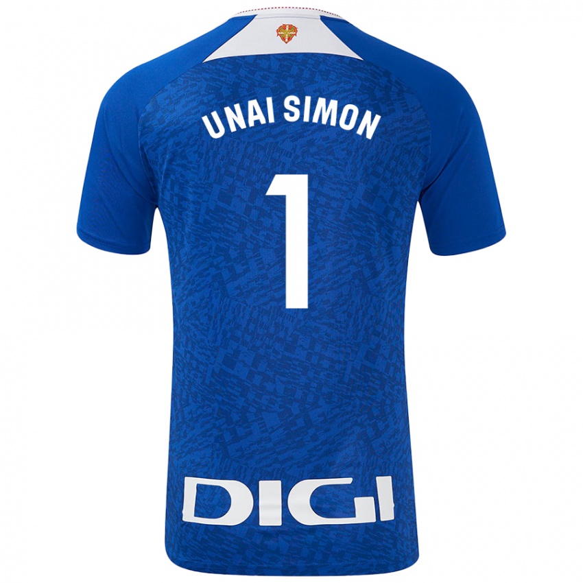 Heren Unai Simon #1 Koningsblauw Uitshirt Uittenue 2024/25 T-Shirt