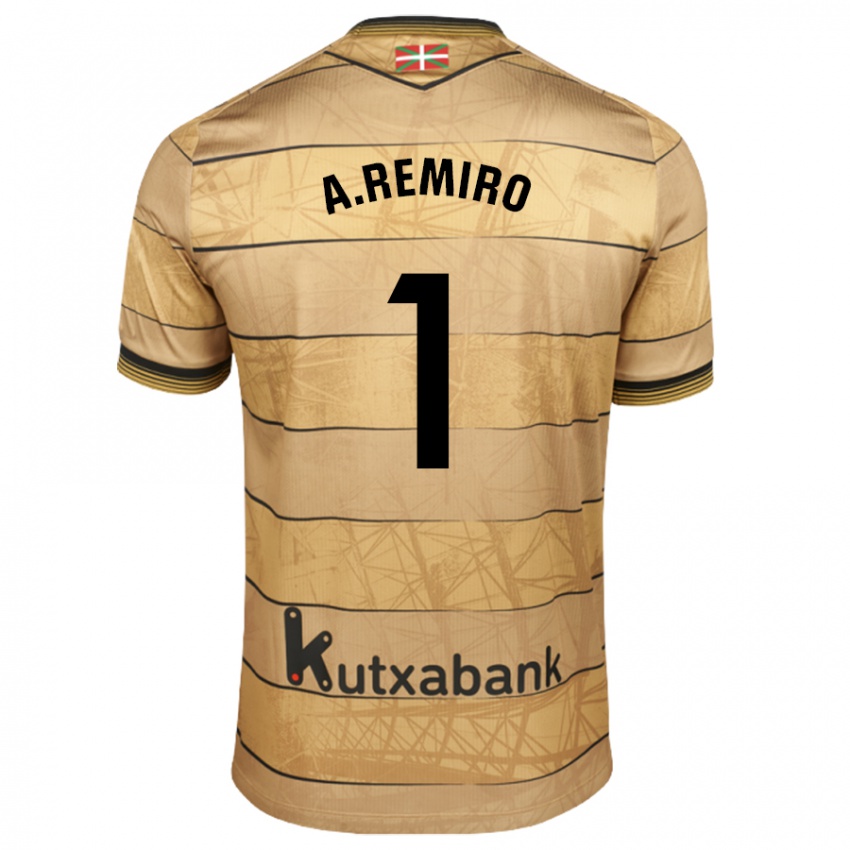 Heren Alex Remiro #1 Bruin Uitshirt Uittenue 2024/25 T-Shirt