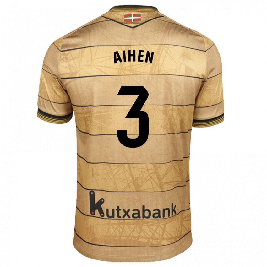 Heren Aihen Munoz #3 Bruin Uitshirt Uittenue 2024/25 T-Shirt