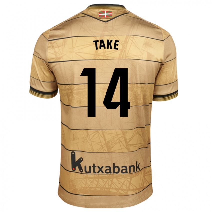 Heren Takefusa Kubo #14 Bruin Uitshirt Uittenue 2024/25 T-Shirt