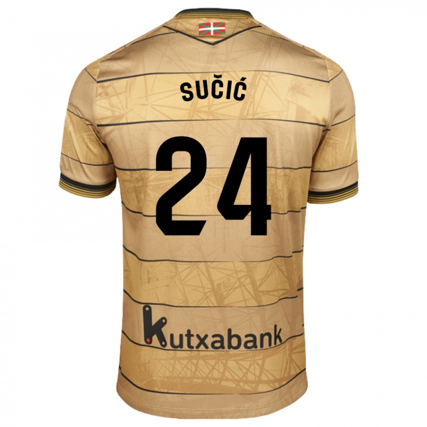 Heren Luka Sucic #24 Bruin Uitshirt Uittenue 2024/25 T-Shirt