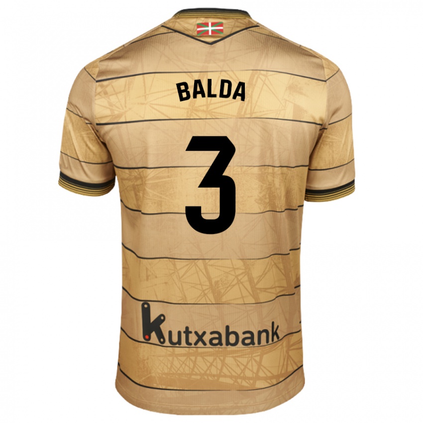 Heren Jon Balda #3 Bruin Uitshirt Uittenue 2024/25 T-Shirt