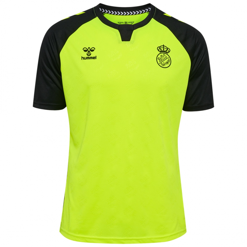 Heren Uw Naam #0 Fluorescerend Geel Zwart Uitshirt Uittenue 2024/25 T-Shirt