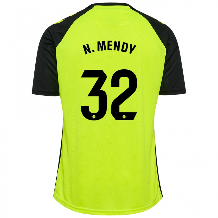 Heren Nobel Mendy #32 Fluorescerend Geel Zwart Uitshirt Uittenue 2024/25 T-Shirt