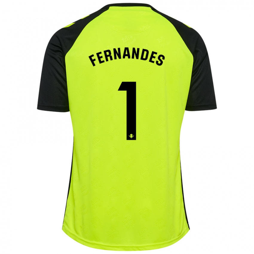 Heren Guilherme Fernandes #1 Fluorescerend Geel Zwart Uitshirt Uittenue 2024/25 T-Shirt