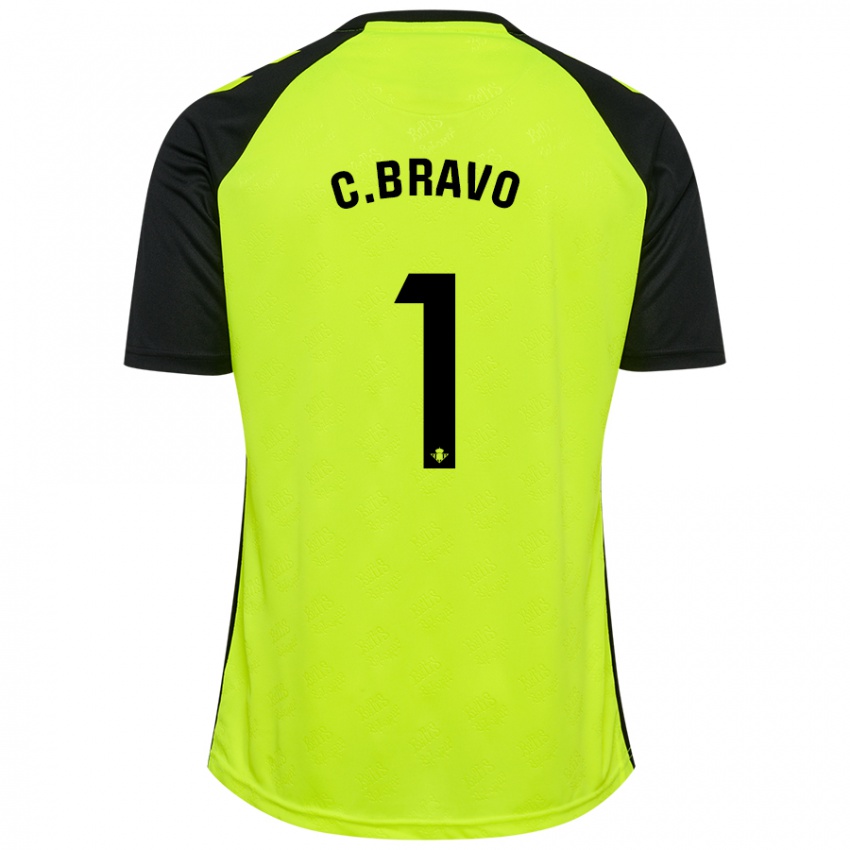 Heren Claudio Bravo #1 Fluorescerend Geel Zwart Uitshirt Uittenue 2024/25 T-Shirt