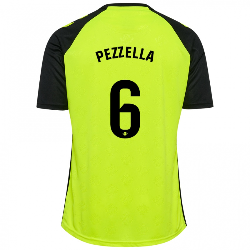 Heren German Pezzella #6 Fluorescerend Geel Zwart Uitshirt Uittenue 2024/25 T-Shirt