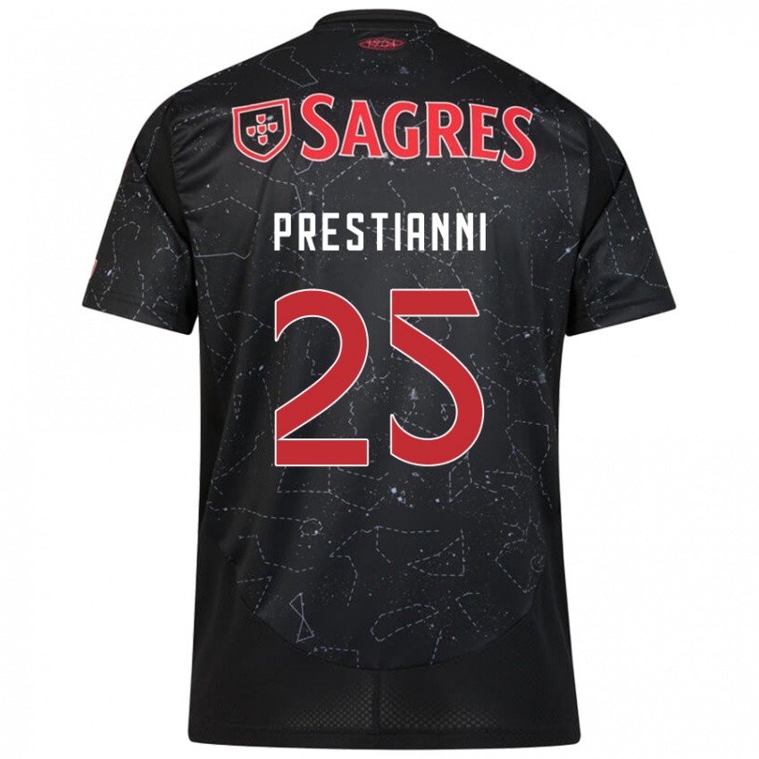 Heren Gianluca Prestianni #25 Zwart Rood Uitshirt Uittenue 2024/25 T-Shirt