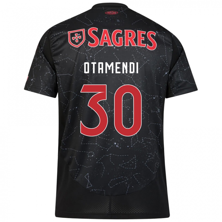 Heren Nicolas Otamendi #30 Zwart Rood Uitshirt Uittenue 2024/25 T-Shirt