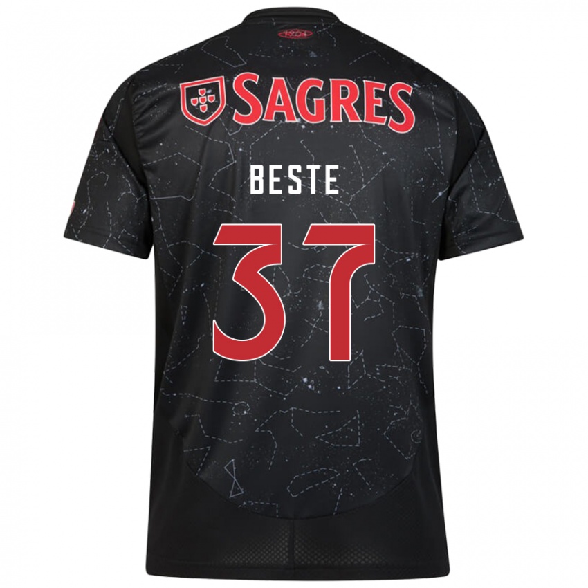 Heren Jan-Niklas Beste #37 Zwart Rood Uitshirt Uittenue 2024/25 T-Shirt