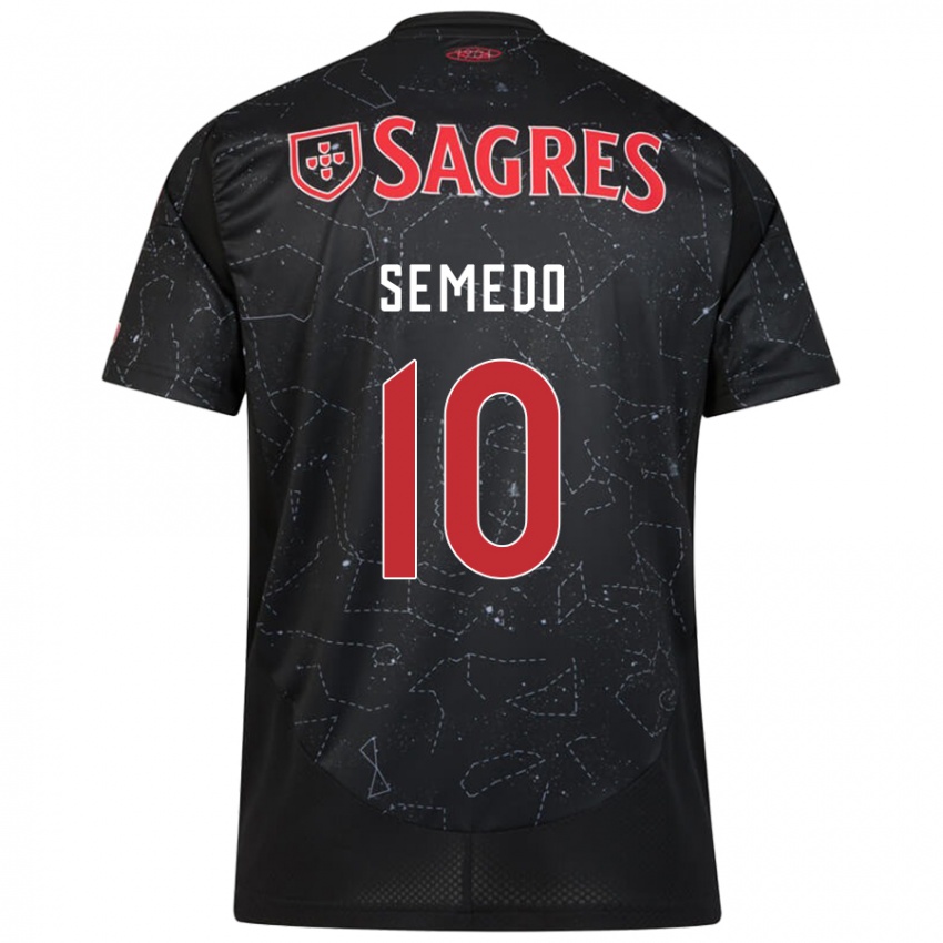 Heren Andreson Semedo #10 Zwart Rood Uitshirt Uittenue 2024/25 T-Shirt