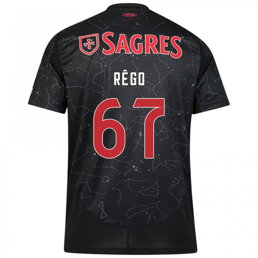 Heren Rodrigo Rêgo #67 Zwart Rood Uitshirt Uittenue 2024/25 T-Shirt