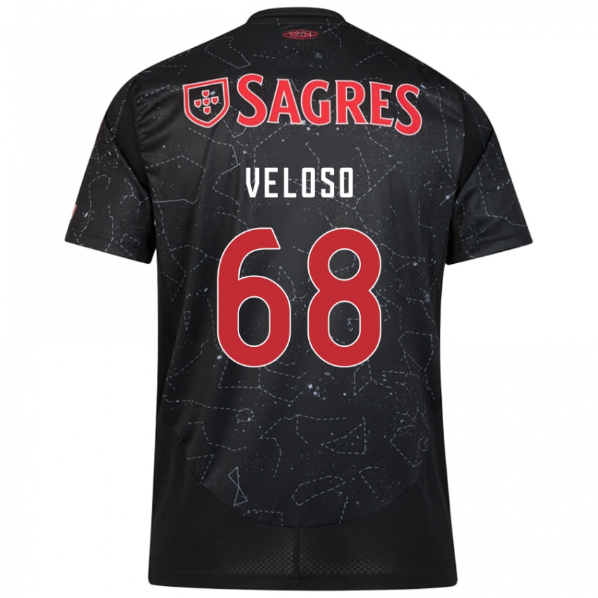 Heren João Veloso #68 Zwart Rood Uitshirt Uittenue 2024/25 T-Shirt