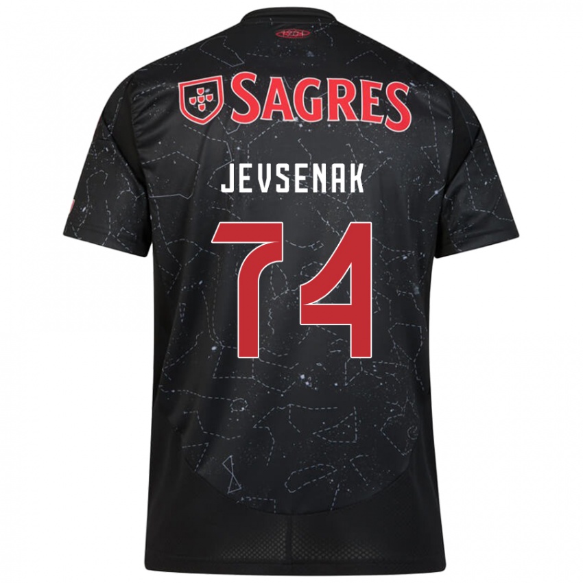 Heren Zan Jevsenak #74 Zwart Rood Uitshirt Uittenue 2024/25 T-Shirt